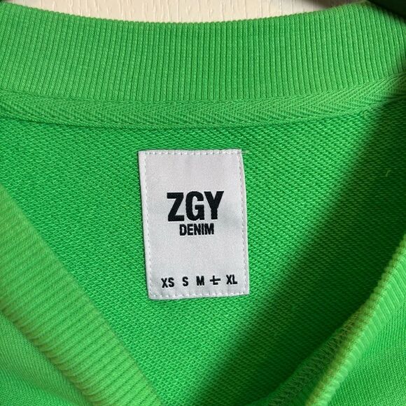 ZGY Zumiez Oversized Green Graphic Crewneck Cotton Sweatshirt Size Large NEW - Picture 5 of 8